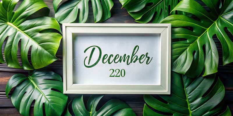 Solstițiul Tropical de Iarnă Sărbătorit în 20 decembrie Marcat pe o Frunză Monstera Uimitoare O Sărbătoare Vizuală a stock illustration