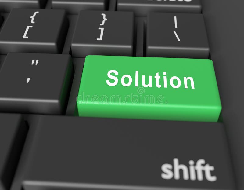 Solution concept. Word Solution on button of computer keyboard royalty free illustration