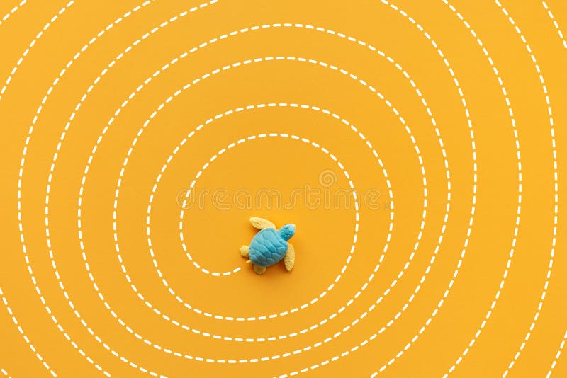 Solution and solving concepts with baby turtle moving on maze line. Smart direction for business stock illustration