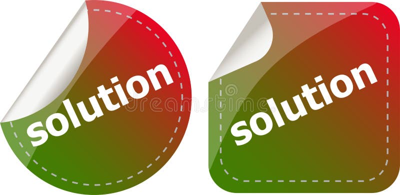 Solution stickers set, icon button isolated on white