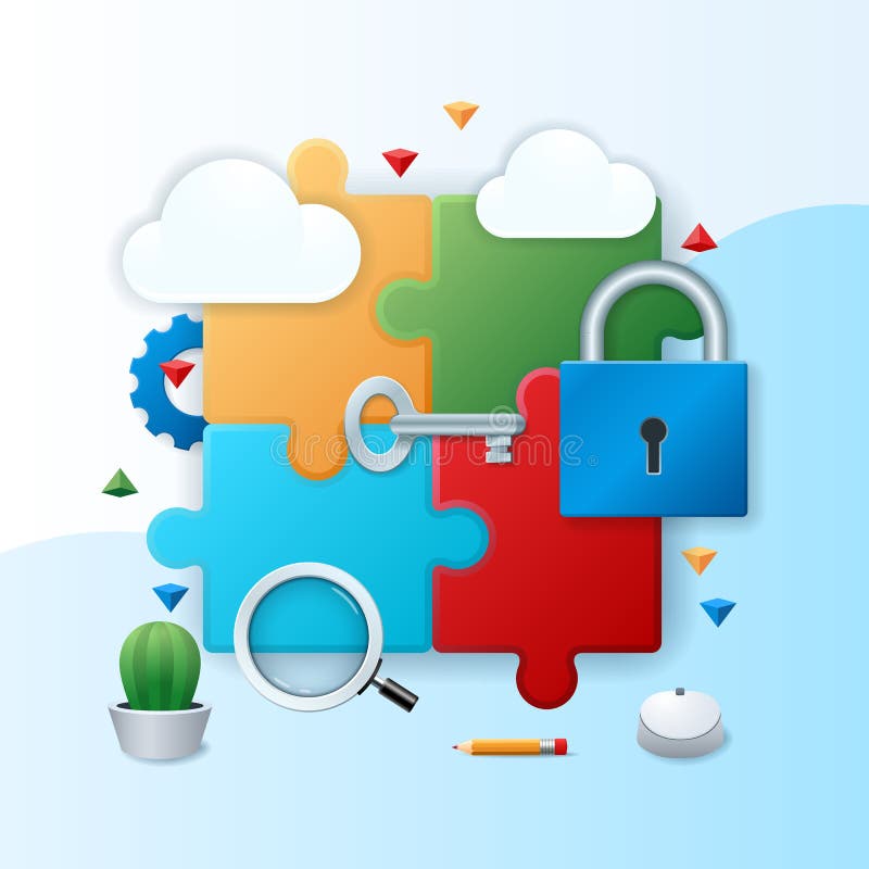 Solution vector illustration in 3D style stock illustration