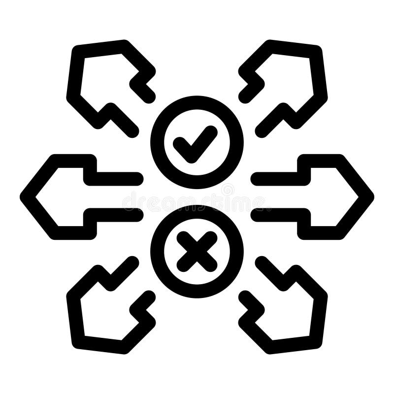 Pictogramă de analiză a soluțiilor vectorială contur vectorial vectorial vectorial. strategie de brainstorming pentru întreprinder vector illustration