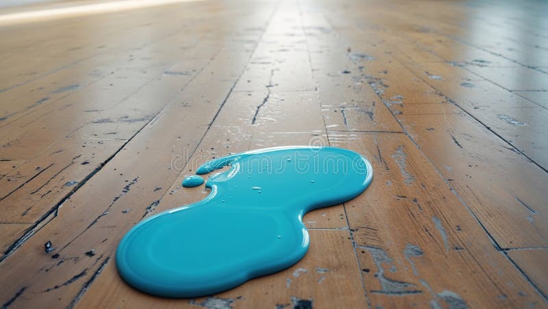 Soluzione di pulizia rovesciata sul pavimento di legno fotografia stock libera da diritti