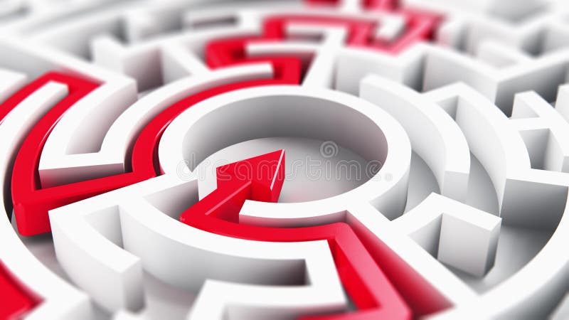 Solved round circle labyrinth maze vector illustration