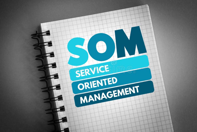 SOM - Service Oriented Management acronym on notepad, business concept background stock images