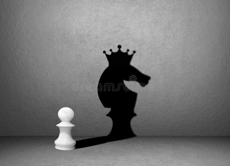 Sombra da xadrez do cavalo na parede, vencedor