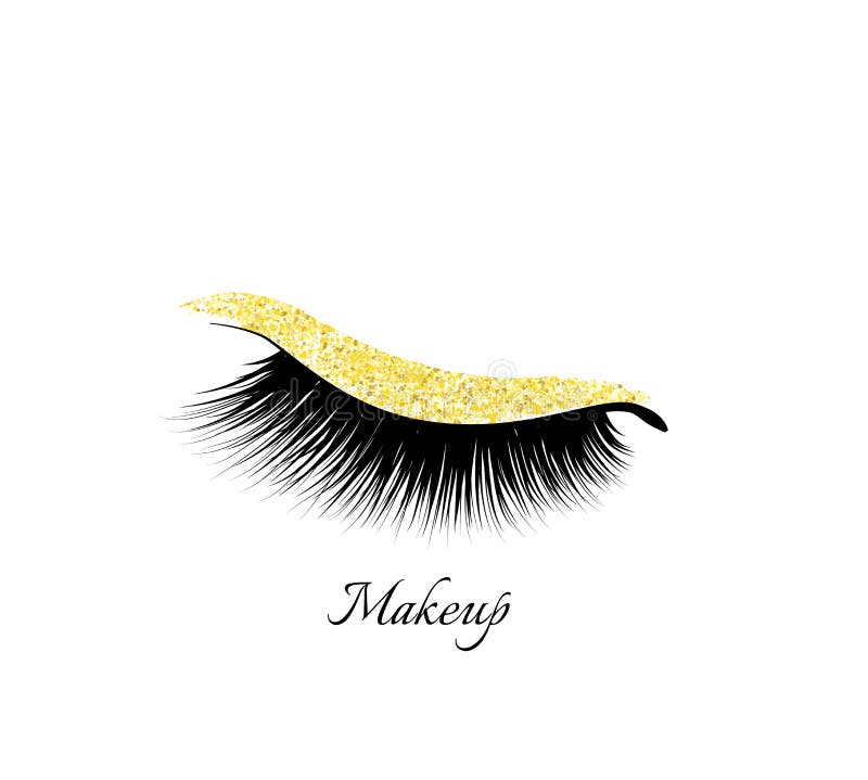 Sombra de ojos del maquillaje Brillante de oro Ojo cerrado Pestañas naturales El encanto compone stock de ilustración Sombra de ojos del maquillaje Brillante de oro Ojo cerrado Pestañas naturales El encanto compone stock de ilustración