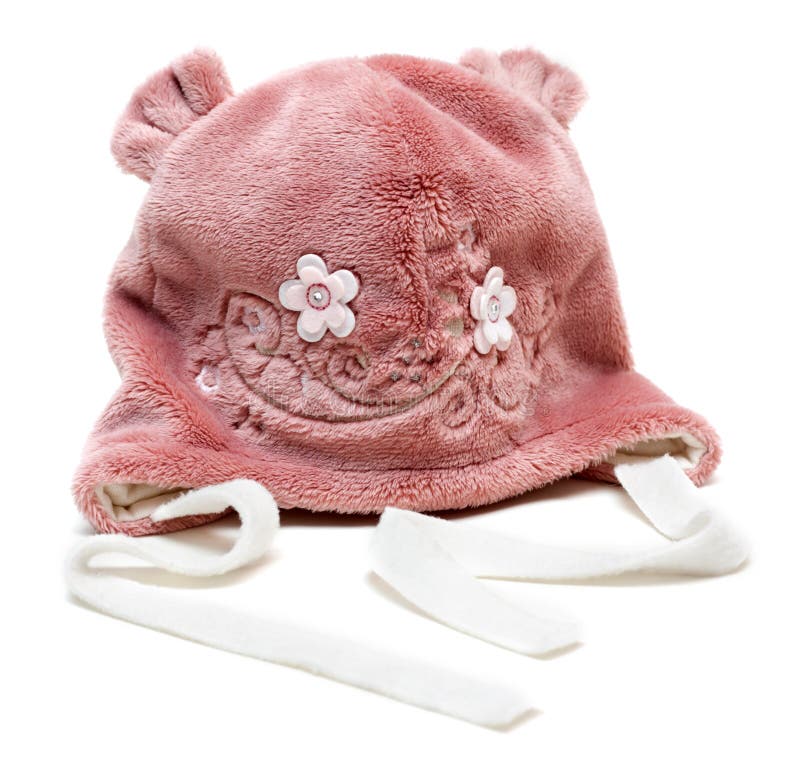 Gorro de rosa para bebé imagenes de archivo