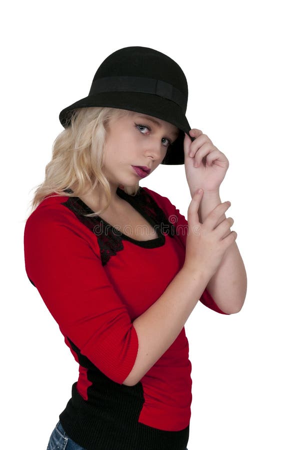 Sombrero La Campana De De La Mujer Que Lleva Imagen de archivo - de estilo, sombrero: 63290591