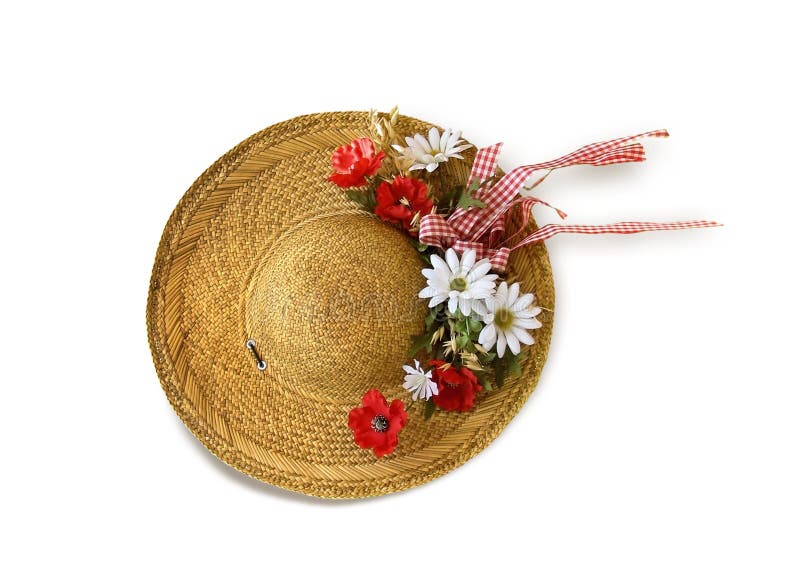 Sombrero Paja Con Las Flores Imagen de archivo - Imagen de hembra, mujer: 13337395
