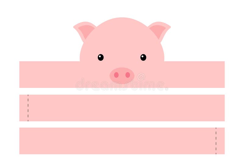 Printable pig paper hat. Party crown die cut template for birthday, christmas, baby shower. Fun accessory for entertainment. Paper crown mock up isolated on white background. Print, cut and glue. Printable pig paper hat. Party crown die cut template for birthday, christmas, baby shower. Fun accessory for entertainment. Paper crown mock up isolated on white background. Print, cut and glue