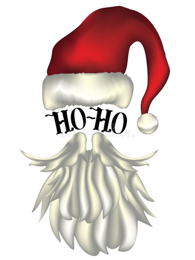 Sombrero de Papá Noel y tarjeta de la barba ilustración del vector Sombrero de Papá Noel y tarjeta de la barba ilustración del vector