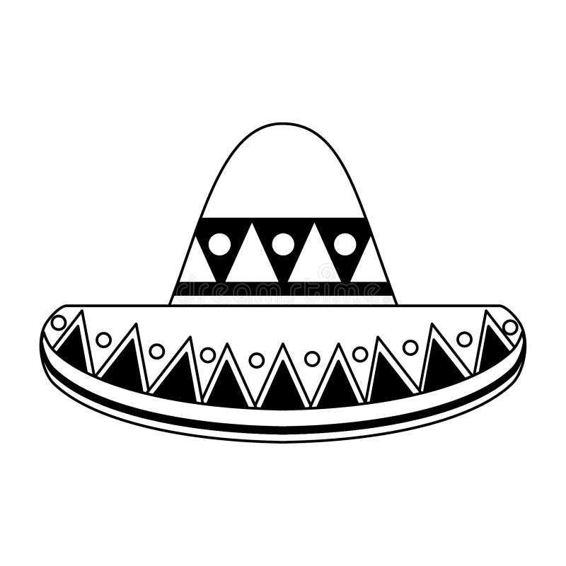 pierna Pensar en el futuro líquido Sombrero Del Sombrero Mexicano Aislado En Blanco Y Negro Ilustración del  Vector - Ilustración de cultural, patriota: 143395743