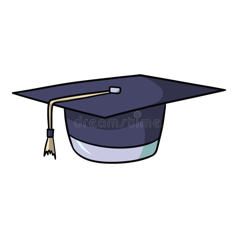 Sombrero negro para una ilustración vectorial graduada en estilo de caricatura stock de ilustración
