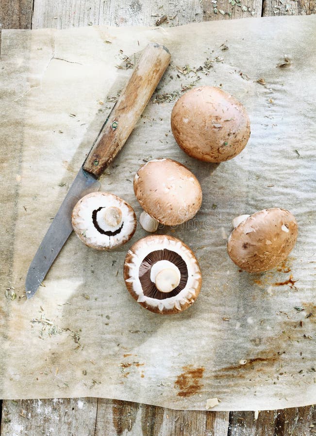 Some brown mushrooms