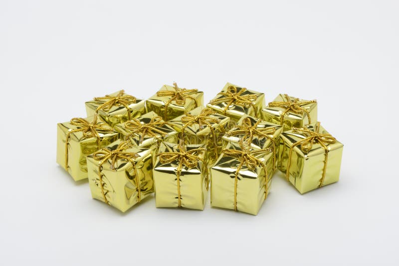 Christmas Decorative Boxes in Yellow Stock Photo Image of christmas