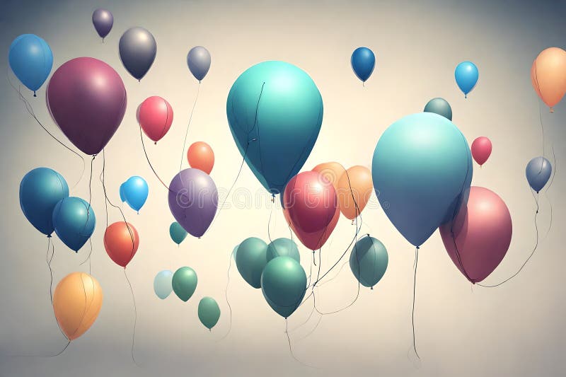 Some different color of balloons with flat background stock illustration