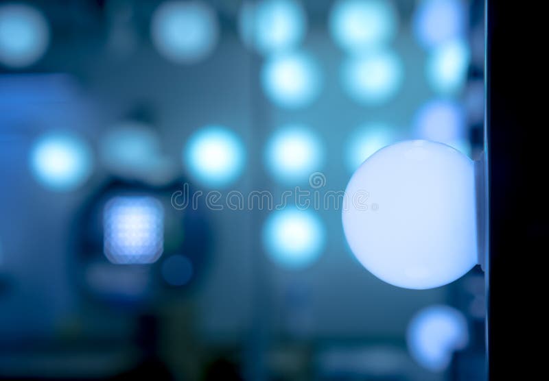 Some Led Lamps Blue Light Science And Technology Background Stock Photo