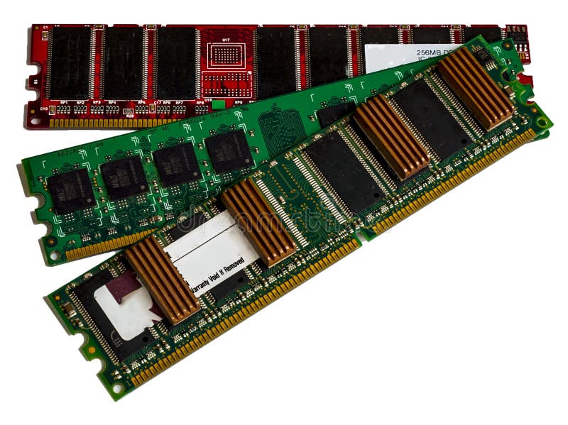 Some modules DDR RAM memory computer on white background. stock image Some modules DDR RAM memory computer on white background. stock image