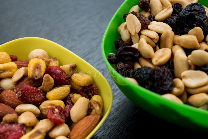 Some Peanuts, Raisins and Nuts Stock Photo Image of plate, ingredient