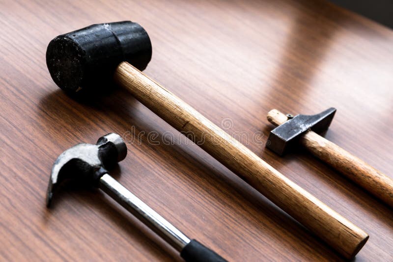 A Set of Hammers with Some Nails and Screws Stock Photo Image of improvement, house 246089878