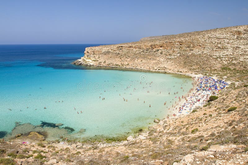 Rabbit Beach, Lampedusa stock photo. Image of beach - 158193302