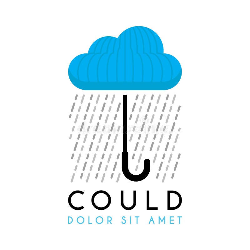 Blue Rain Umbrella with Cloud Logo Stock Vector Illustration of shape, flat 114231015