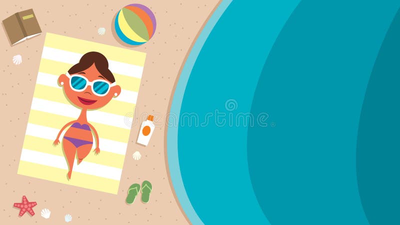 sommar för strandflickaillustration stock illustrationer sommar för strandflickaillustration stock illustrationer