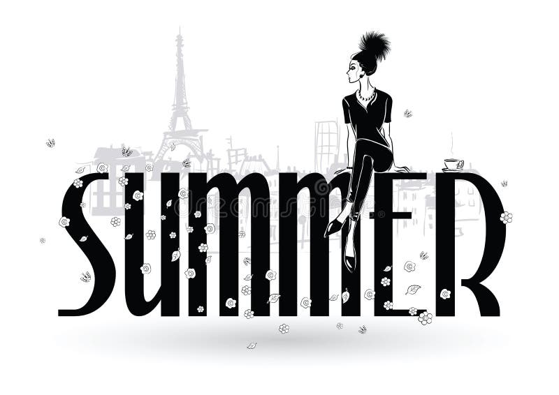 Sommar Modeflickor i skissa-stil i Paris fashion ståendekvinnan också vektor för coreldrawillustration