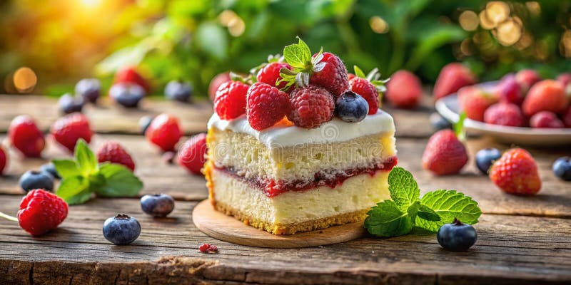 Sommarblåsor: ett tagbart segment av vita frostkakor som är perfekt på ett rostiskt träbord vektor illustrationer