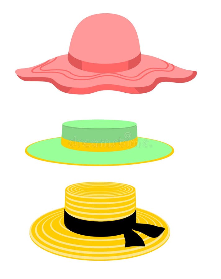 Sommarhatt. Solhattens platta designikon isolerad på vitt. kvinnor som isolerats på vit bakgrund. royaltyfri illustrationer