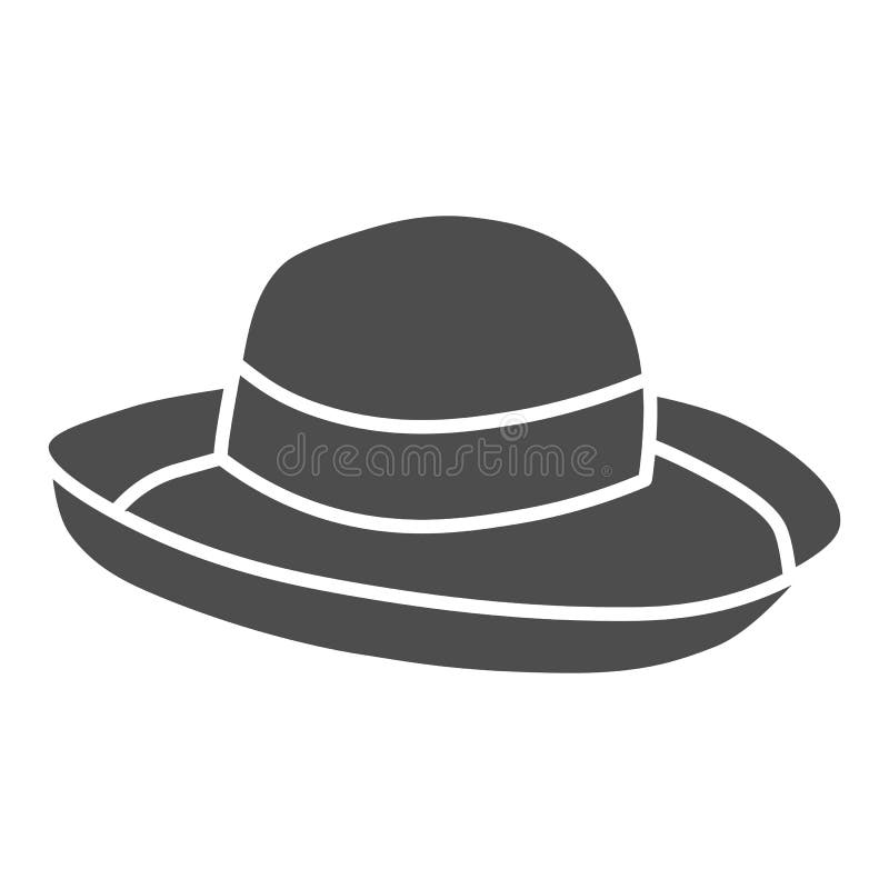 Sommarhatt solid ikon Sommarklädskoncept Slimmad solhatt på vit bakgrunds-tillbehörsikon i glyf royaltyfri illustrationer