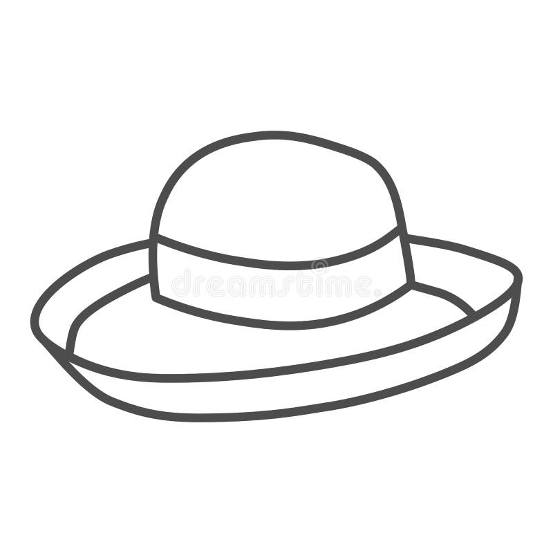 Sommarhatt tunn linjeikon Sommarklädskoncept Slimmad strandskylt på vit bakgrunds-damens tillbehörsikon i royaltyfri illustrationer