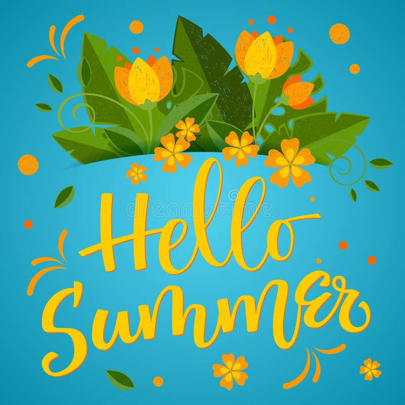 Sommars?song - Hello sommar - f?rgrik handwritekalligrafi stock illustrationer Sommars?song - Hello sommar - f?rgrik handwritekalligrafi stock illustrationer