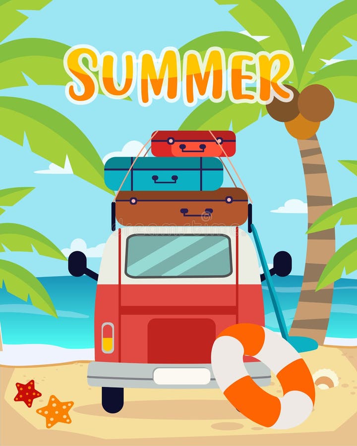 Sommarturer, sommartid vektor illustrationer Sommarturer, sommartid vektor illustrationer