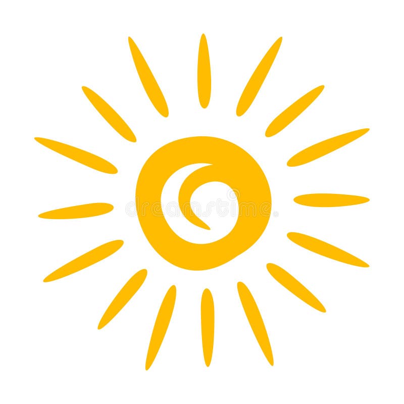 Sommer-Sonnenlichtzeichnung der gelben Sonnenikone Light stock abbildung