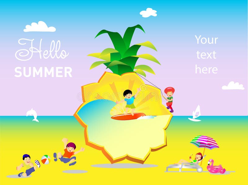 Sommerferien auf dem Hintergrund von Ananas stock abbildung Sommerferien auf dem Hintergrund von Ananas stock abbildung