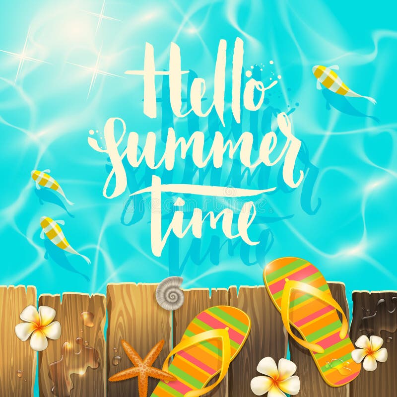 Hallo Sommer - Illustration Sufrboard Auf Einem Abstrakten Hintergrund