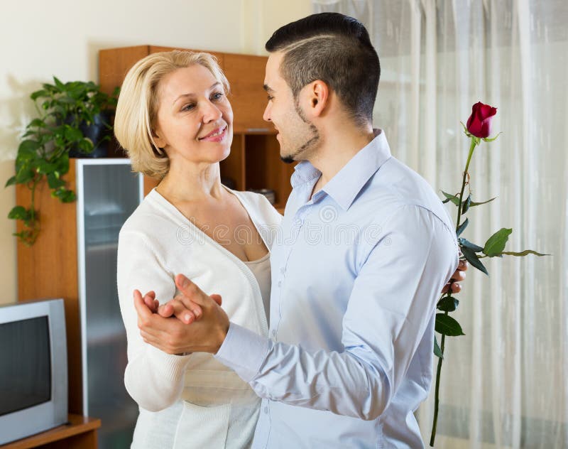 Son Asking Mother To Dance At Home Stock Photo Image 52587866