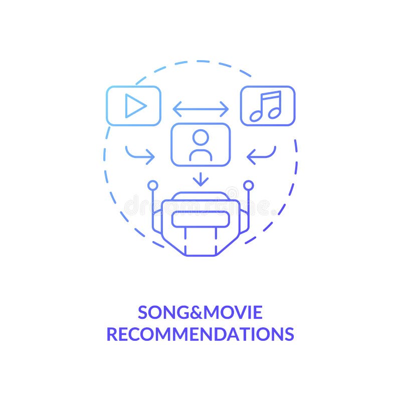 Song and movie recommendations concept icon stock illustration