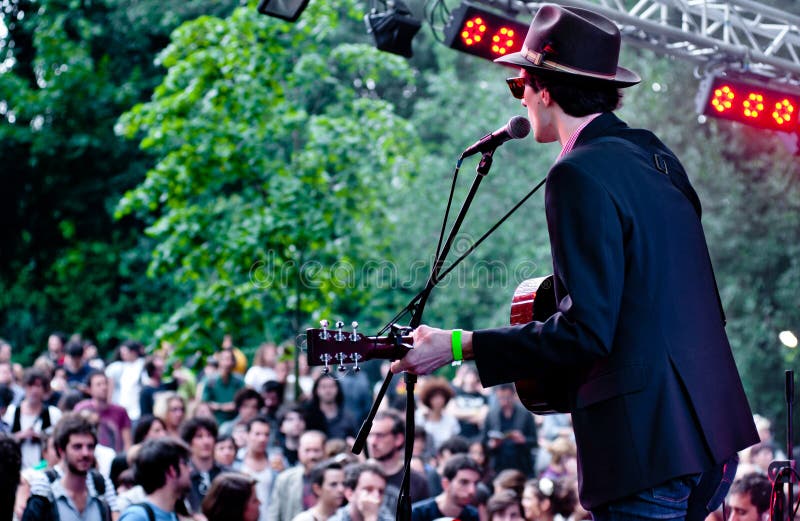 Songwriter performing at a music festival stock images Songwriter performing at a music festival stock images
