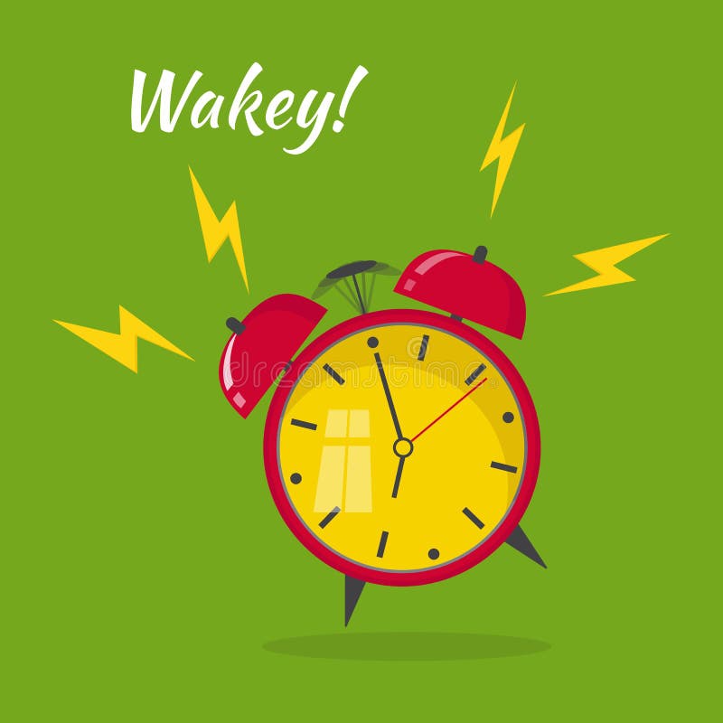 Sonido del despertador de la historieta Despierte el concepto de la mañana Desig plano ilustración del vector Sonido del despertador de la historieta Despierte el concepto de la mañana Desig plano ilustración del vector