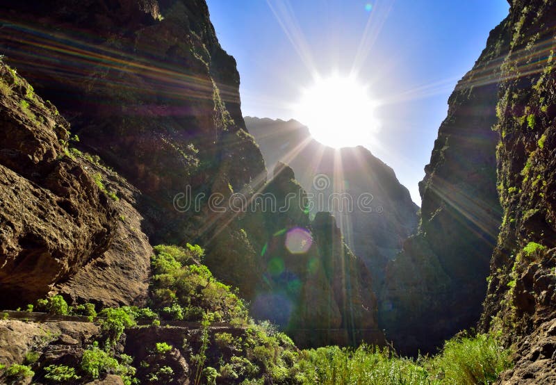 Sonnenaufgang über Berg Los Gigantes in Teneriffa stockbilder Sonnenaufgang über Berg Los Gigantes in Teneriffa stockbilder