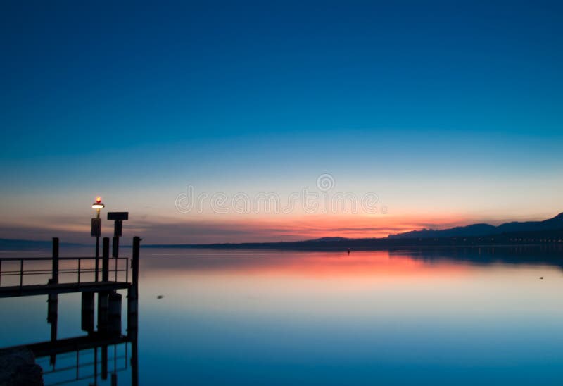 A red sunrise over Lake Geneva/ Lac leman. A red sunrise over Lake Geneva/ Lac leman