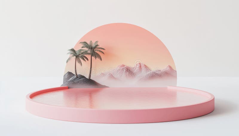 Sonnenlicht auf einer runden rosafarbenen Plattform, die ein natürliches Produktmockup zeigt lizenzfreies stockbild