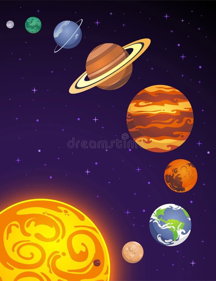 Solar system planets cartoon illustration. Solar system planets cartoon illustration