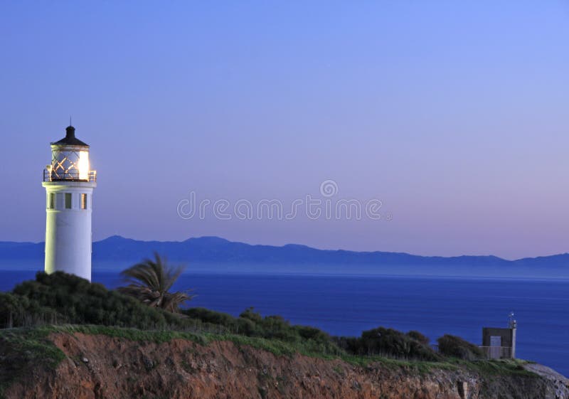 Sunset on Point Vicente lighthouse at night. Sunset on Point Vicente lighthouse at night