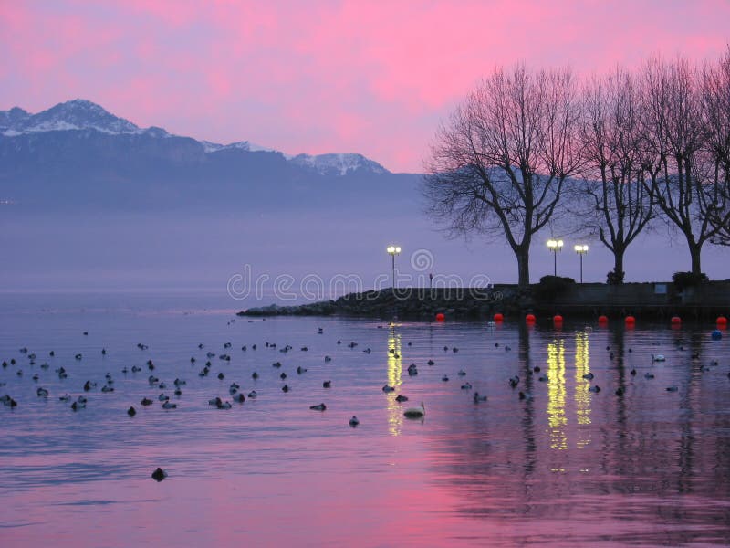 Sunset in Ouchy, Lausanne: Switzerland. Sunset in Ouchy, Lausanne: Switzerland