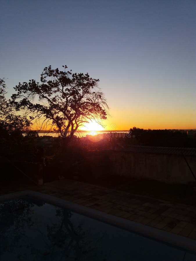 Sonnenuntergang in Porto Alegre, Brasilien stockbilder Sonnenuntergang in Porto Alegre, Brasilien stockbilder