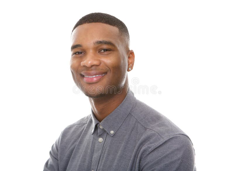 Sonrisa afroamericana joven encantadora del hombre imagen de archivo